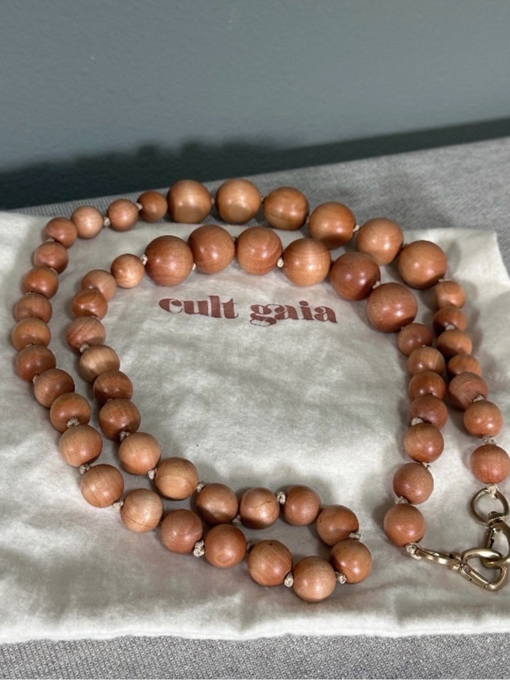 cult gaia Wooden Bead Necklace in Warm Brown Tones